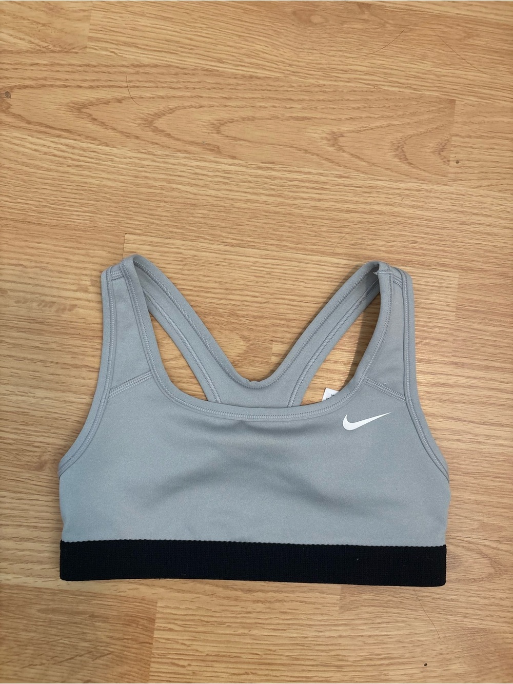 Nike Light Gray Racerback Sports Bra with Black Band